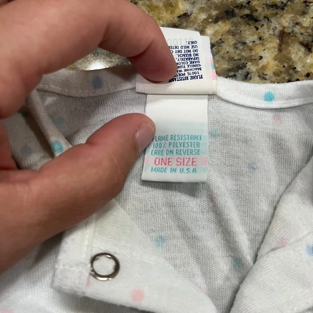 Vintage OshKosh Bgosh Baby Sleep Sack Gown Polka Dot Embroidered Bears USA Made